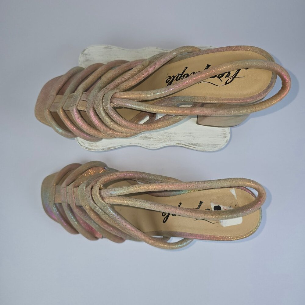 Free People Collette Cinched Rainbow Iridescent Blocked Heels, 8 (US), 38.5 NWOB - Picture 4 of 11